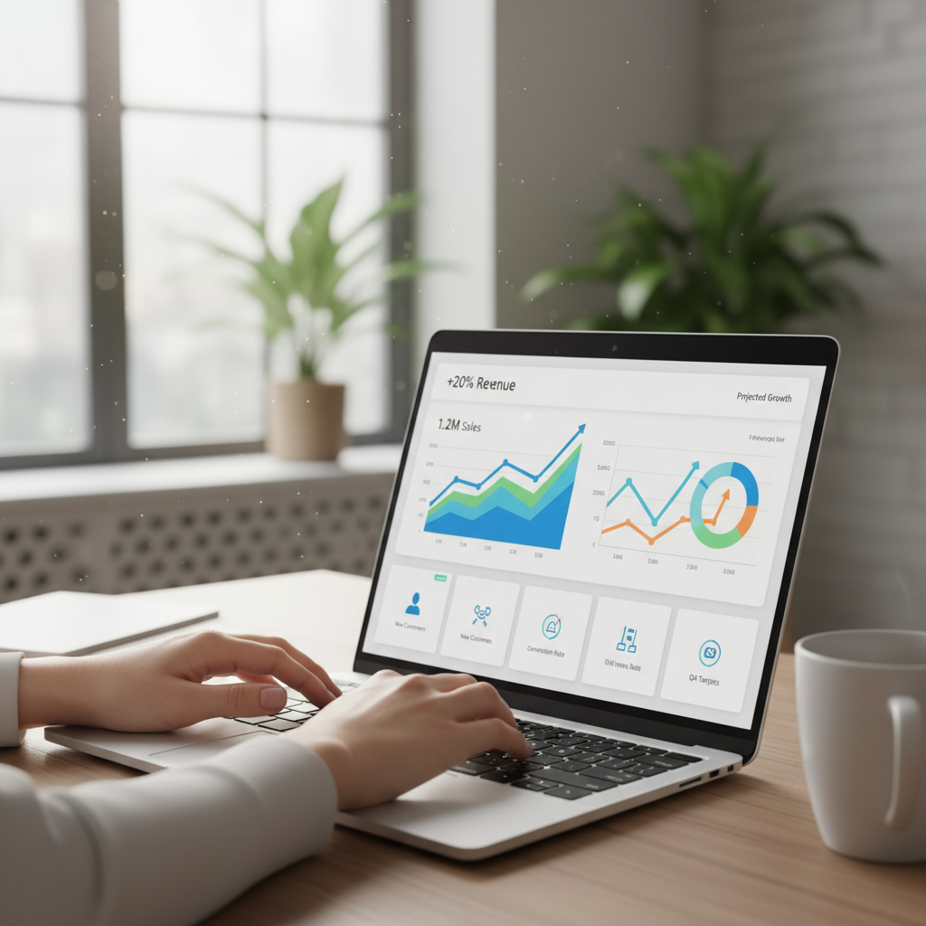 Gráfico de vendas em um laptop, representando o sucesso com as melhores plataformas de afiliados.